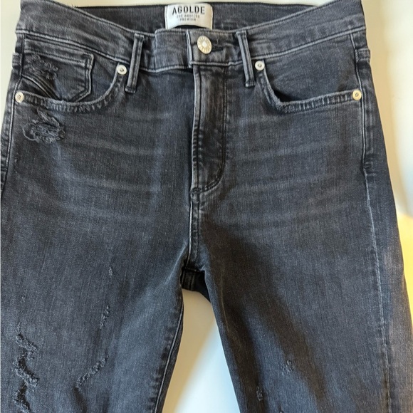 Agolde Pinch Waist Skinny Jeans Grey High Rise Stretch Denim Womens Size 27 B467 - Picture 13 of 16